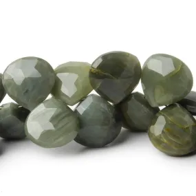 10x10- 12x12mm Green Cat's Eye Quartz Faceted Heart Briolette Beads 7.5 inch 44 pcs AA