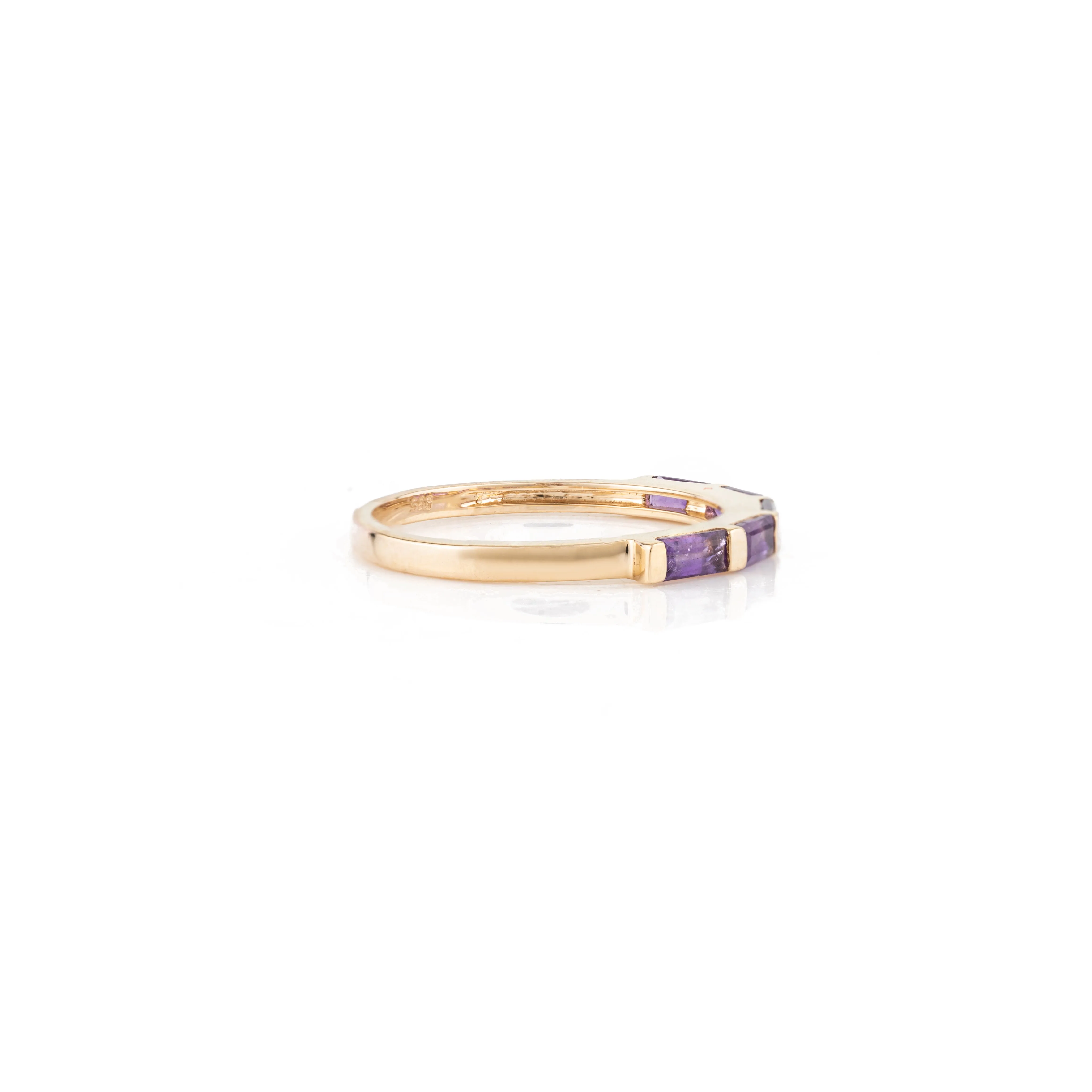 14K Gold Amethyst Gemstone Dainty Band