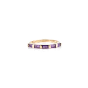 14K Gold Amethyst Gemstone Dainty Band