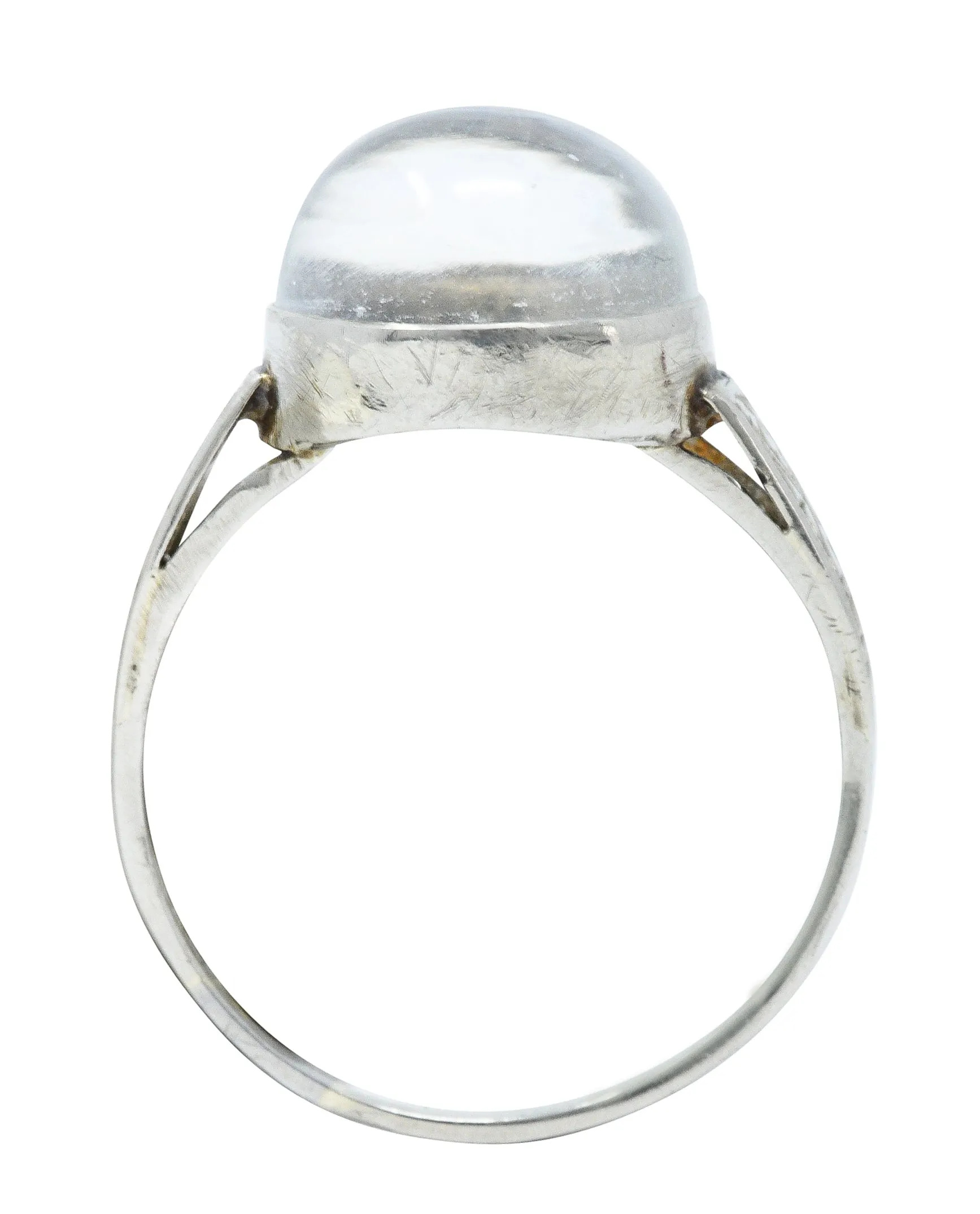 1920's Art Deco Moonstone 14 Karat White Gold Cabochon Ring