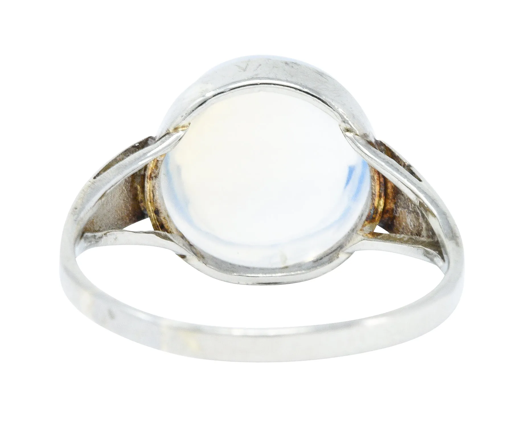 1920's Art Deco Moonstone 14 Karat White Gold Cabochon Ring