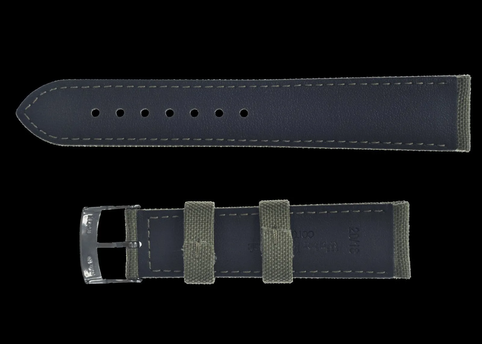 2 Piece Retro Pattern 24mm Canvas Military Watch Strap in Olive Drab - The Ideal Durable Fabric Strap for Military Watches