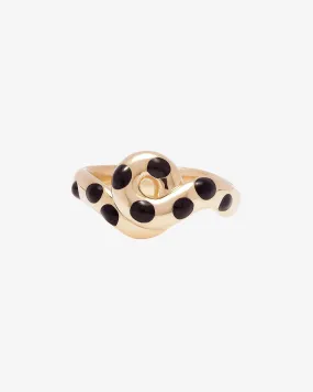 Bea Bongiasca - Women’s Chonky Wave Polka Dots Ring - (Yellow Gold/Black)