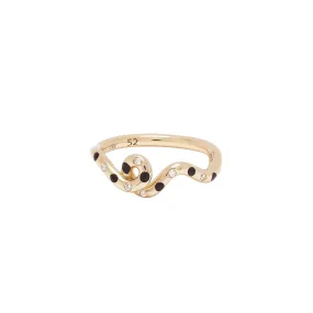 Bea Bongiasca - Women’s Gold Wave Ring - (Yellow Gold/Black)