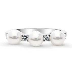 Bead Imitation Pearl Ring in Sterling Silver