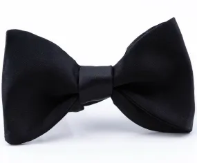 Black Single-End Butterfly Silk Satin Bow Tie