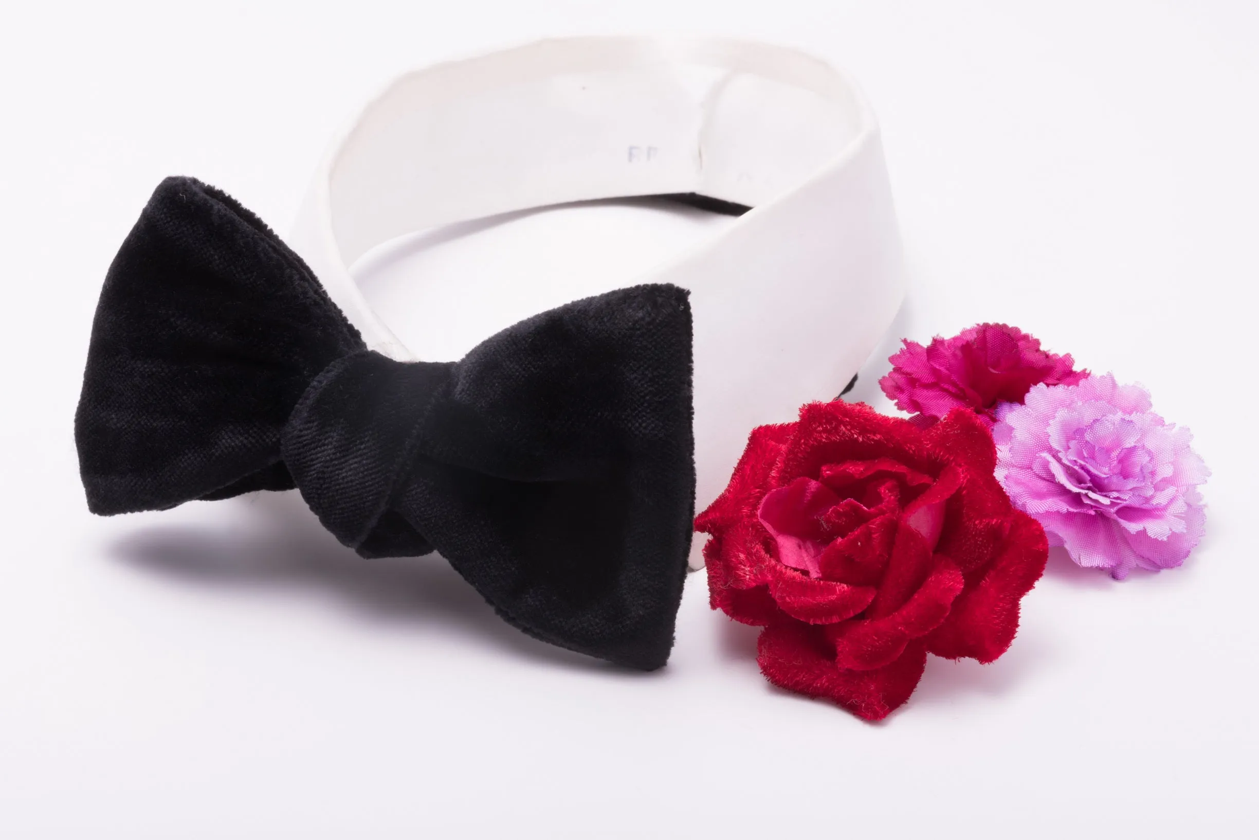 Black Single End Cotton Velvet Bow Tie