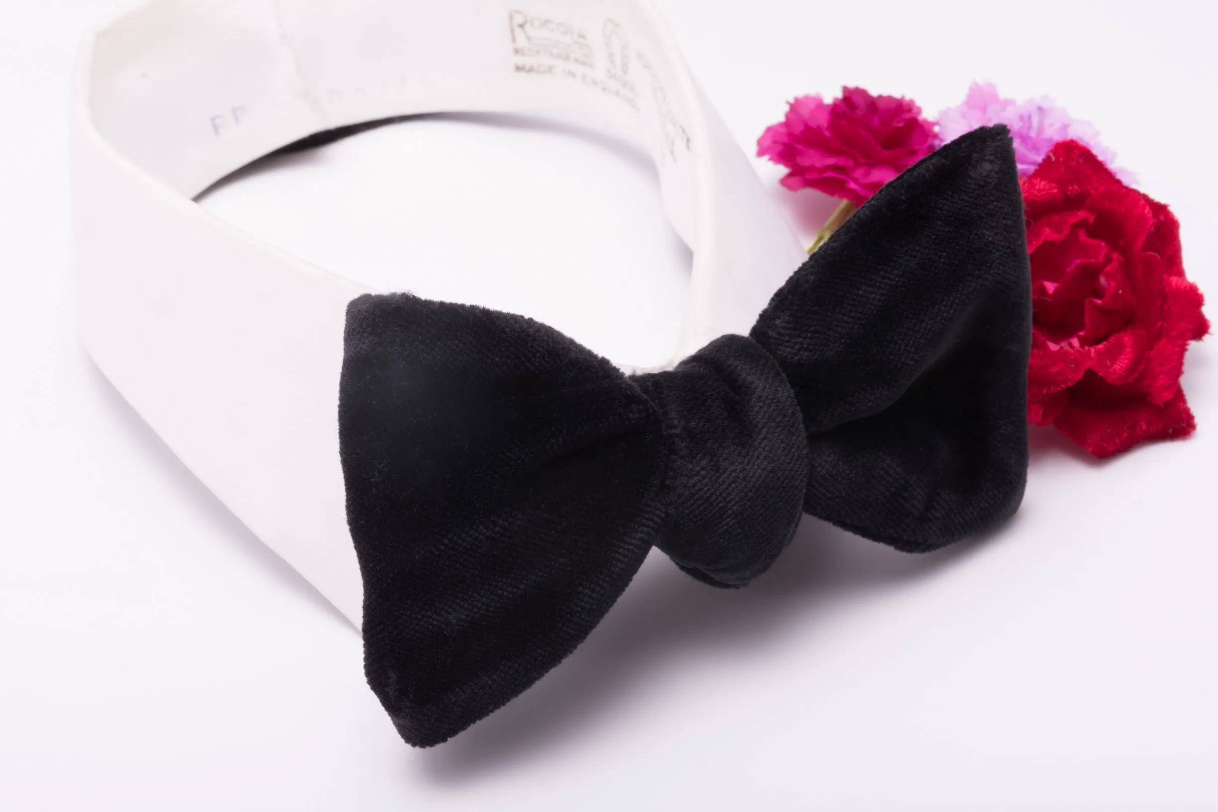 Black Single End Cotton Velvet Bow Tie