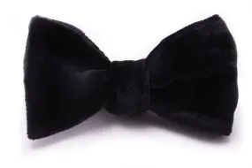 Black Single End Cotton Velvet Bow Tie