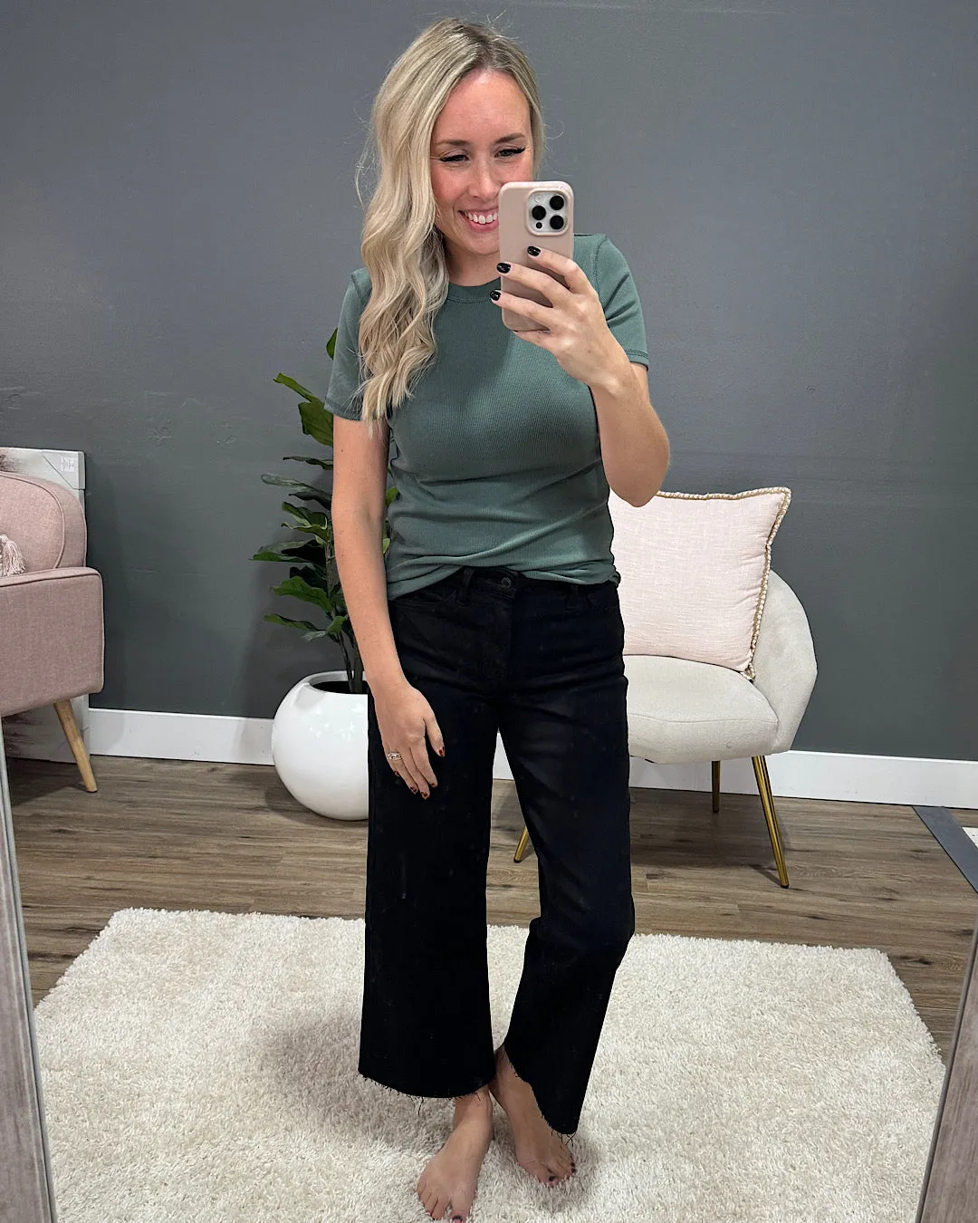 Brenley Ribbed Knit Top - Green