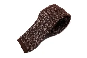 Brown & Beige Two-Tone Silk Knit Tie