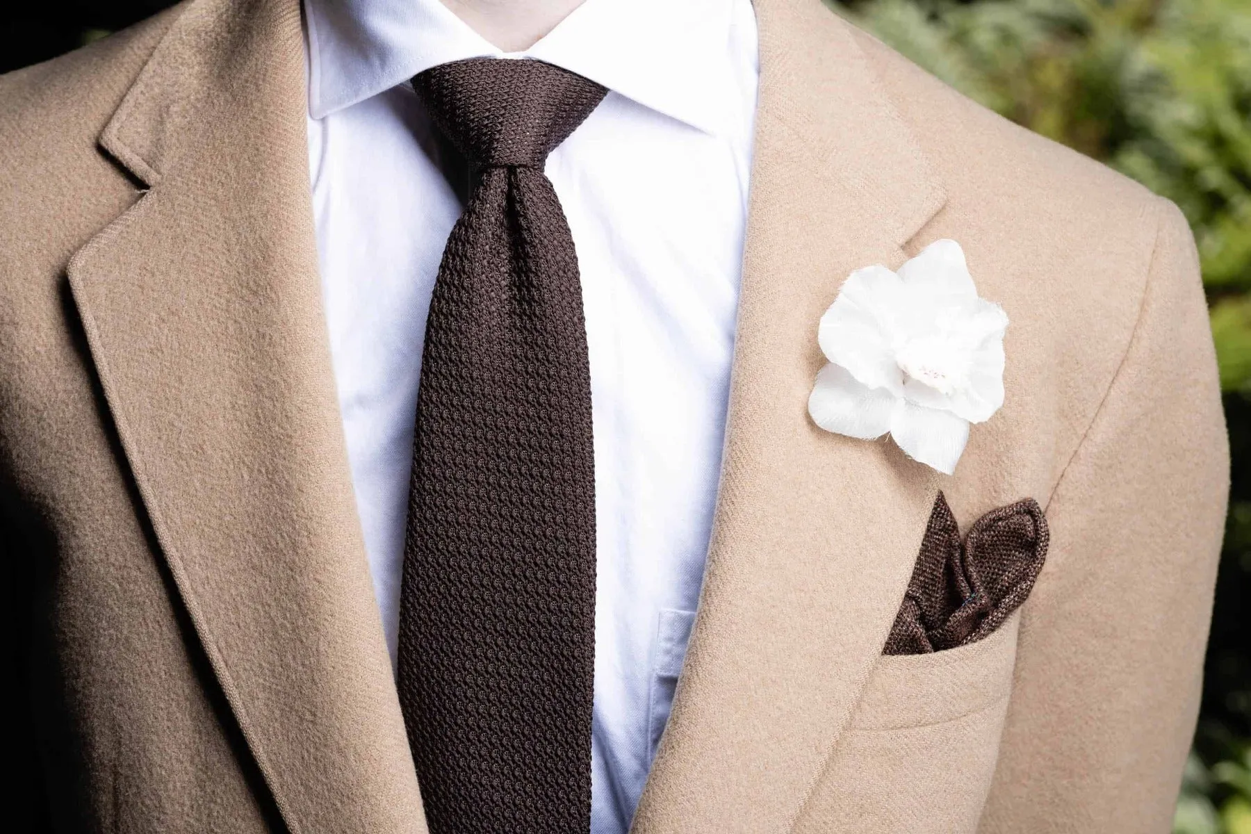 Brown Grenadine Silk Tie