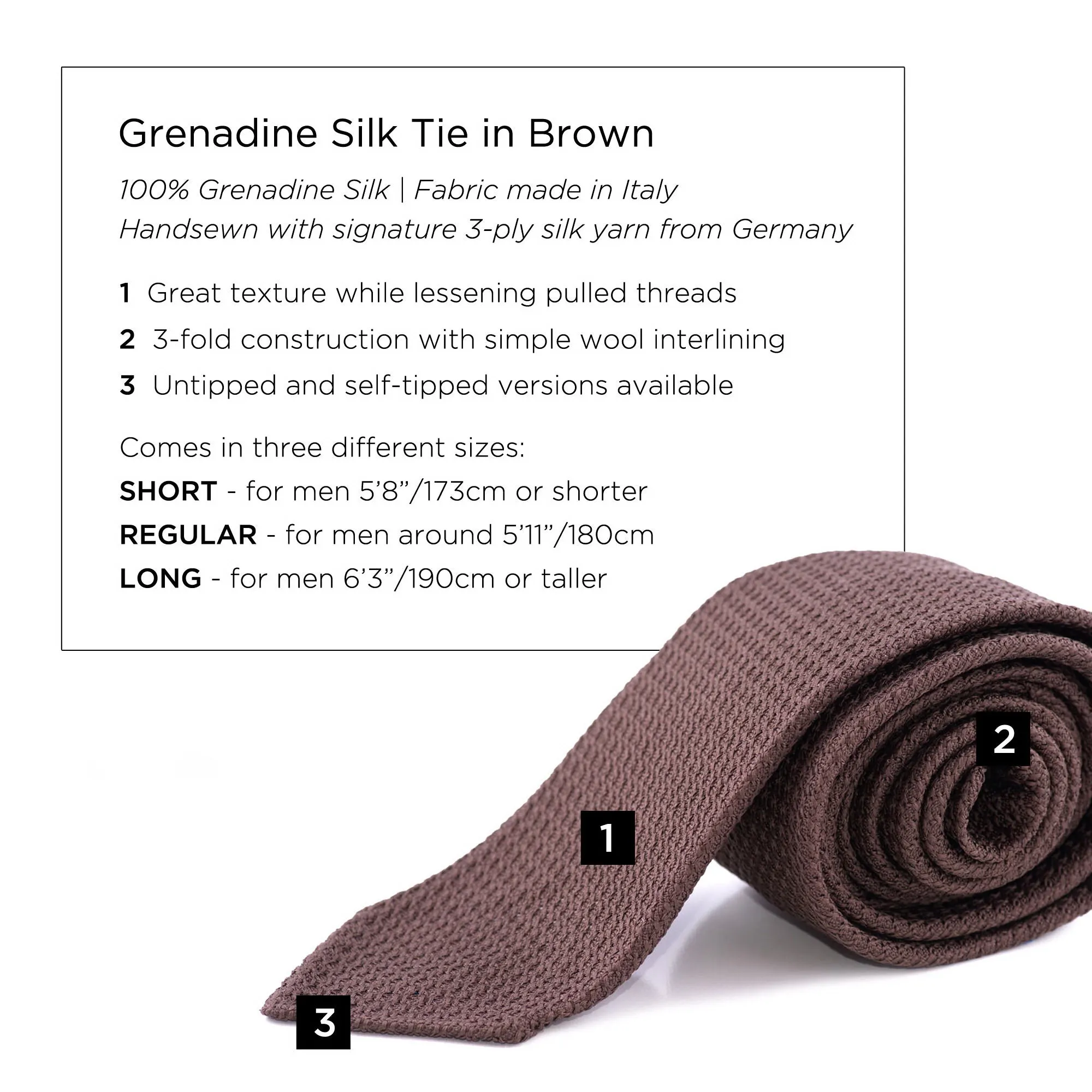 Brown Grenadine Silk Tie