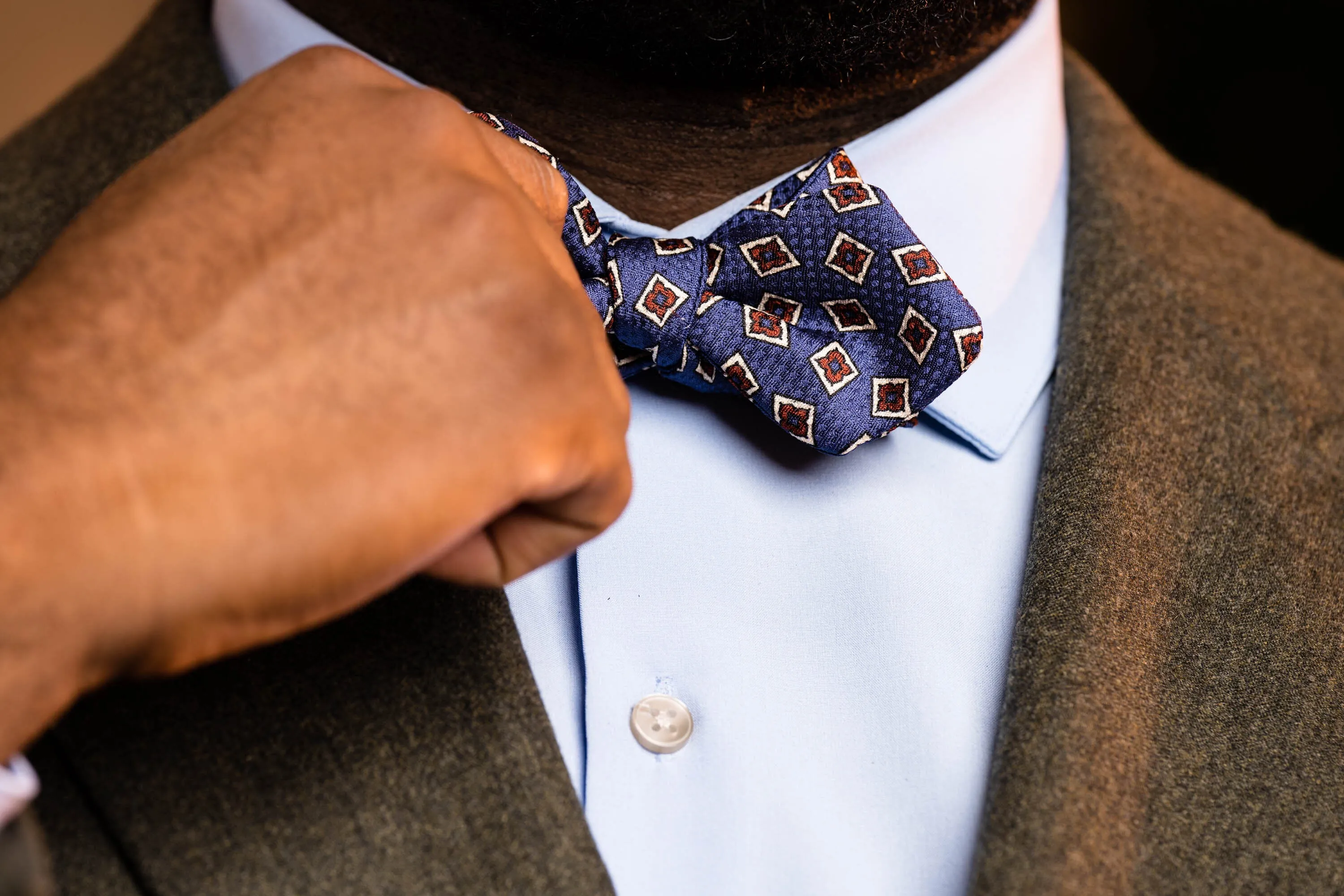 Butcher Blue Jacquard Woven Bow Tie