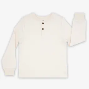 Cream Long Sleeve Henley Tee