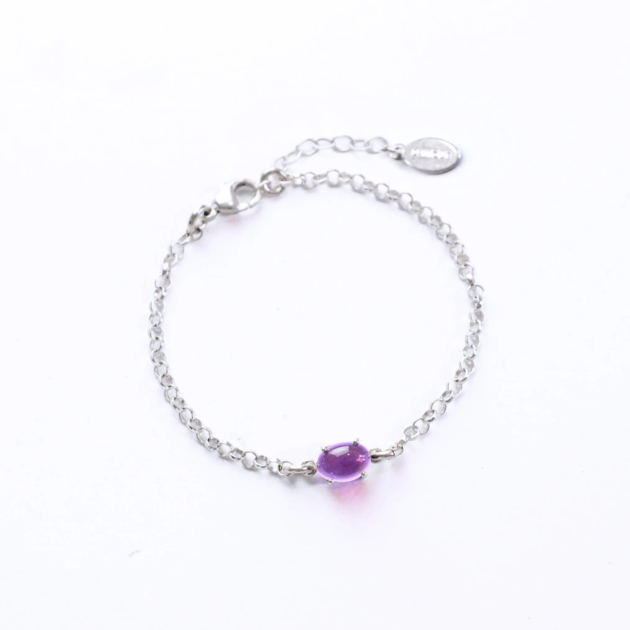 Custom Mom Bracelet - Cabochon Prong Set Birthstone Charm