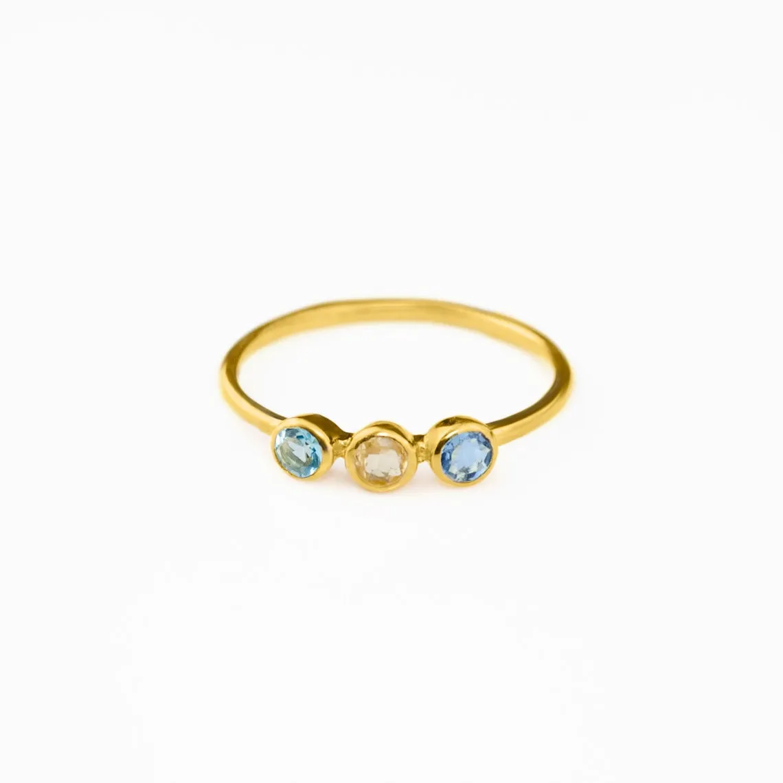 Dainty Triple Birthstone Ring, Mother of Three Ring