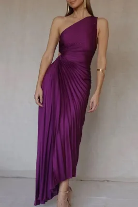 elveswallet Purple One-shoulder Ruched Amethyst Gown