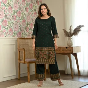 Emerald Green Polka Kurta Pant Co-ord Set