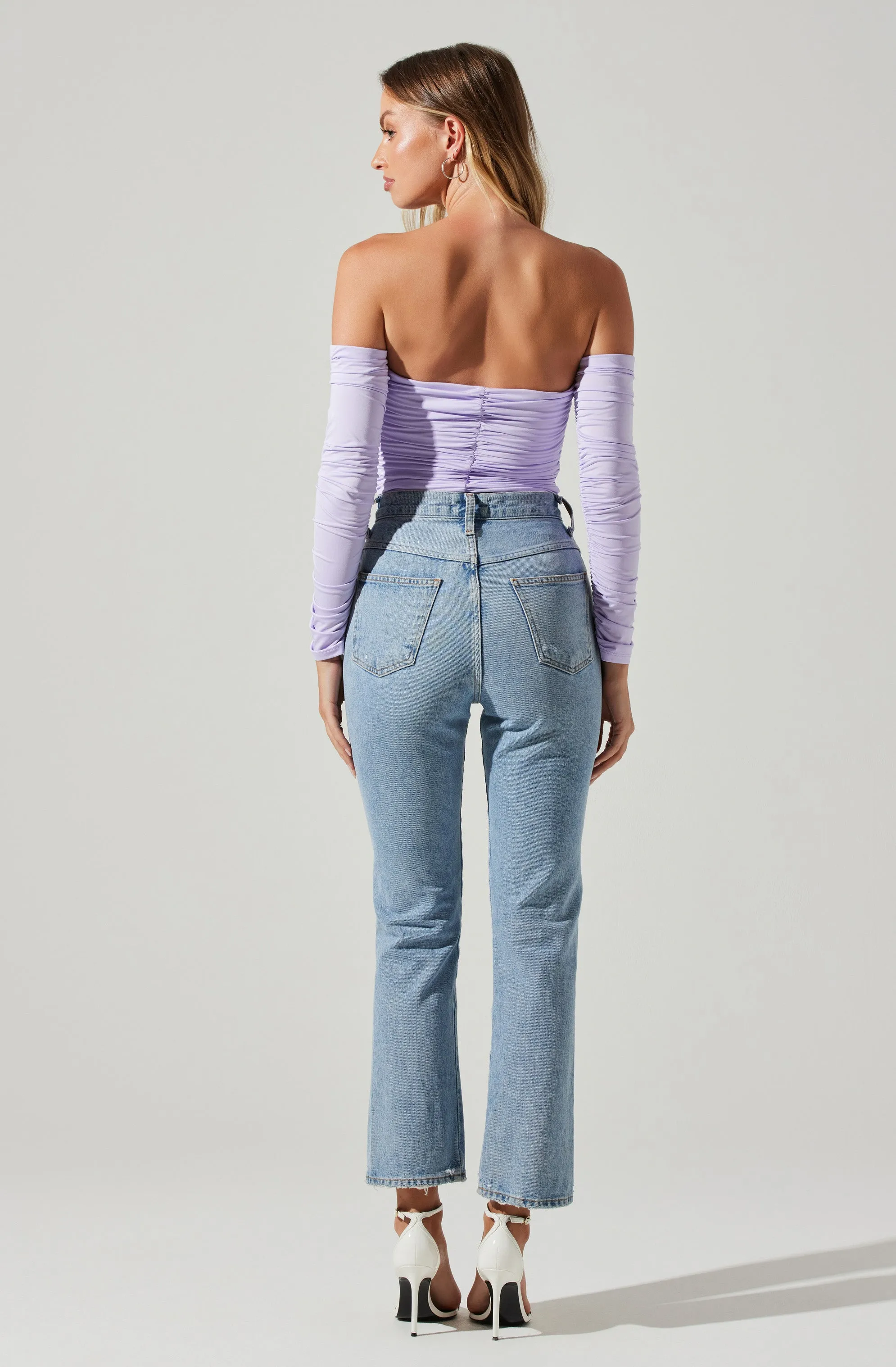 Evianna Off Shoulder Ruched Bodysuit