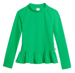 Girls UPF 50  Peplum Long Sleeve Rashguard | Elf Green