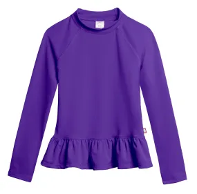 Girls UPF 50  Peplum Long Sleeve Rashguard | Purple