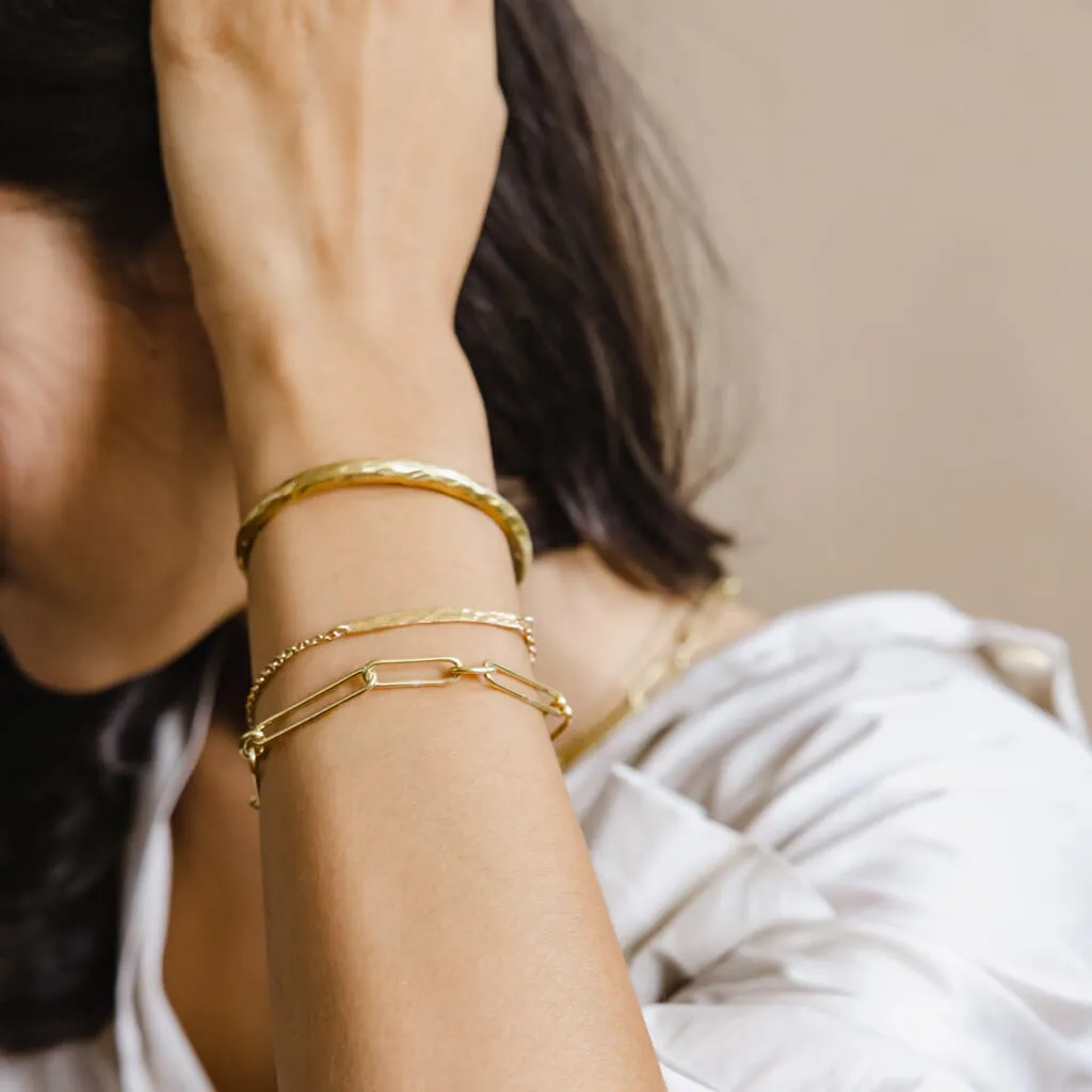 Hammered Cuff Bangle - Brass