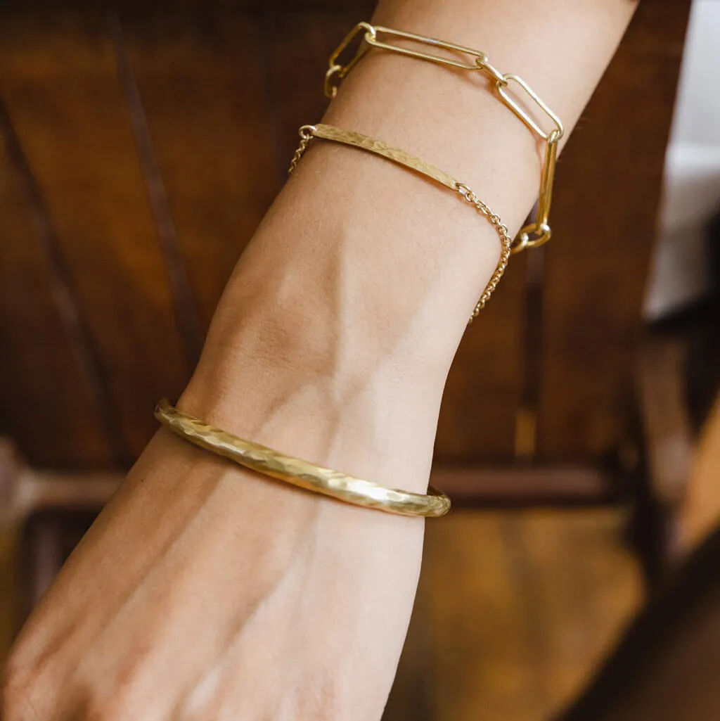 Hammered Cuff Bangle - Brass