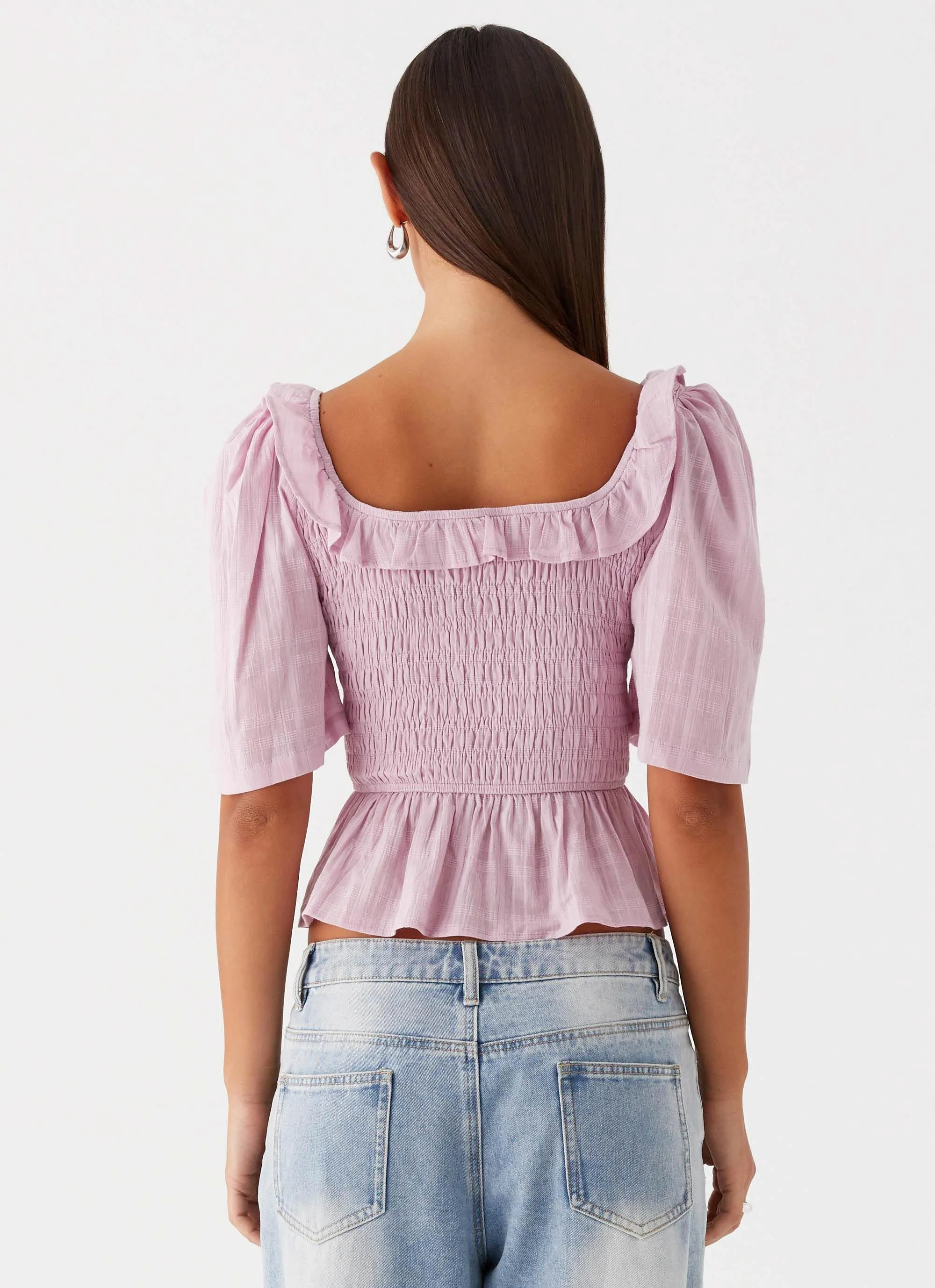 Hidden Gem Shirring Top - Purple