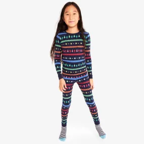 Kids organic PJ pant in festive fair isle