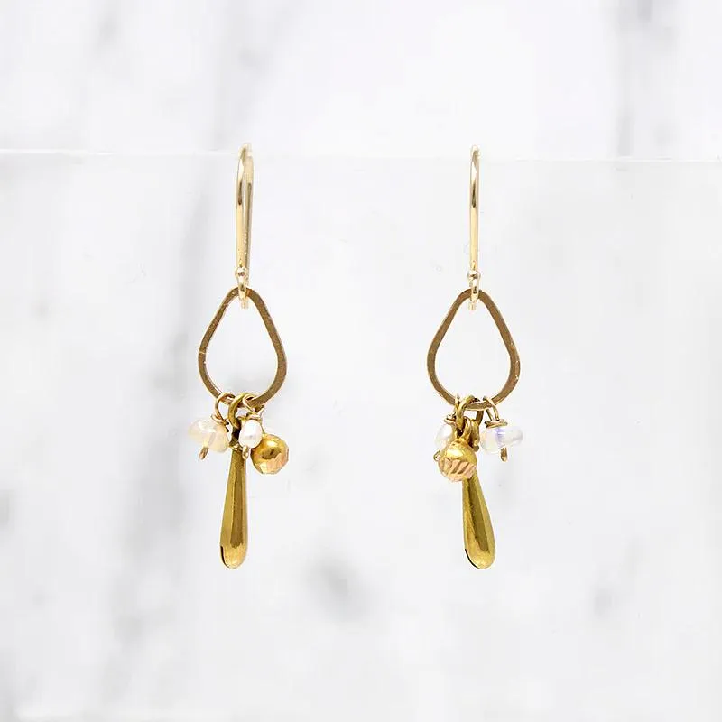 Lively Pearl, Opal & Gold Dangle Earrings by brunet