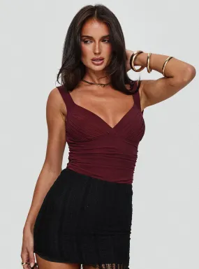 Morgane Mesh Bodysuit Burgundy