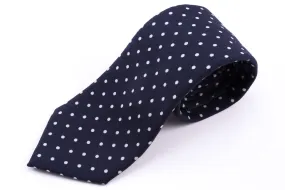 Navy & White Polka Dot Wool Challis Tie