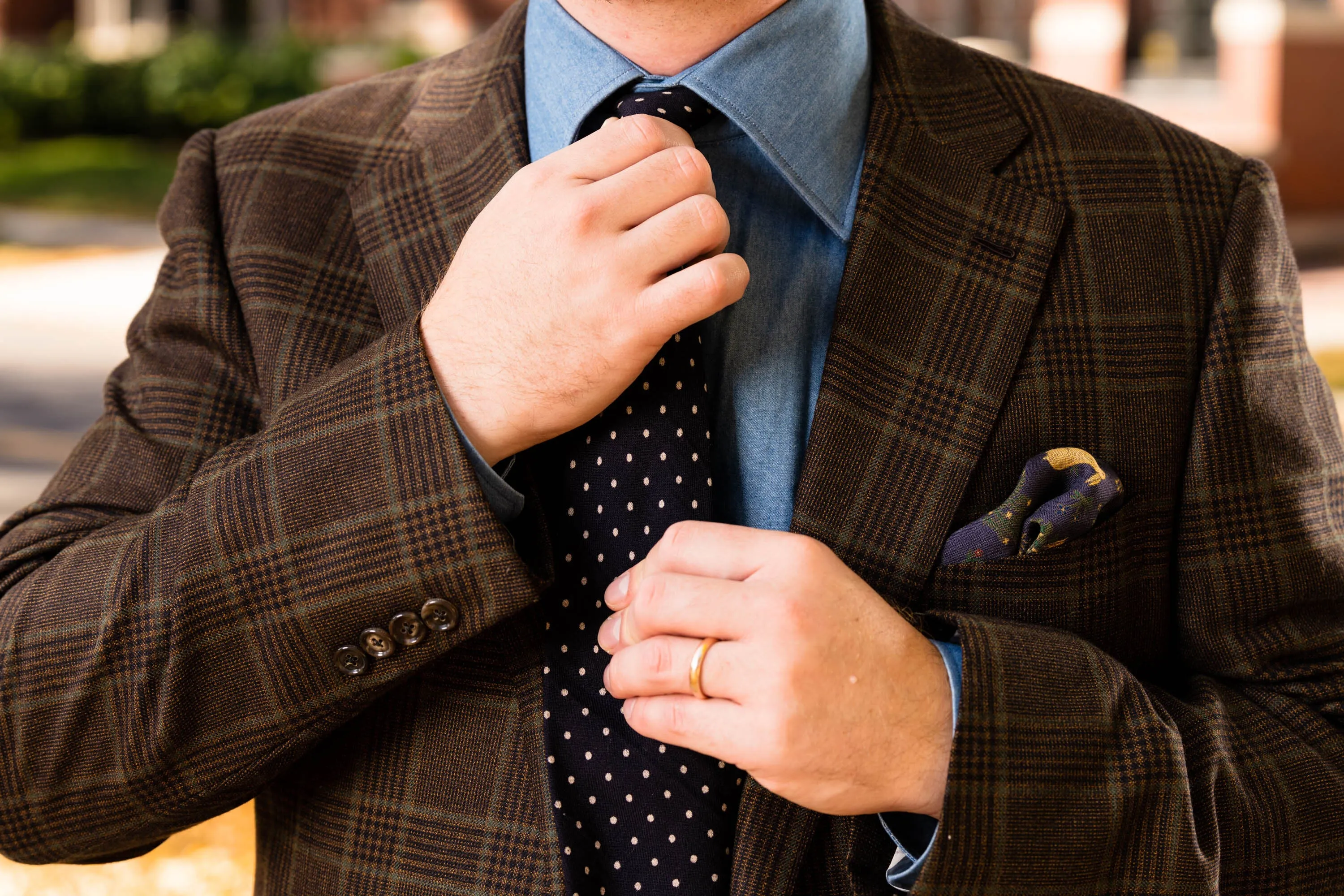 Navy & White Polka Dot Wool Challis Tie