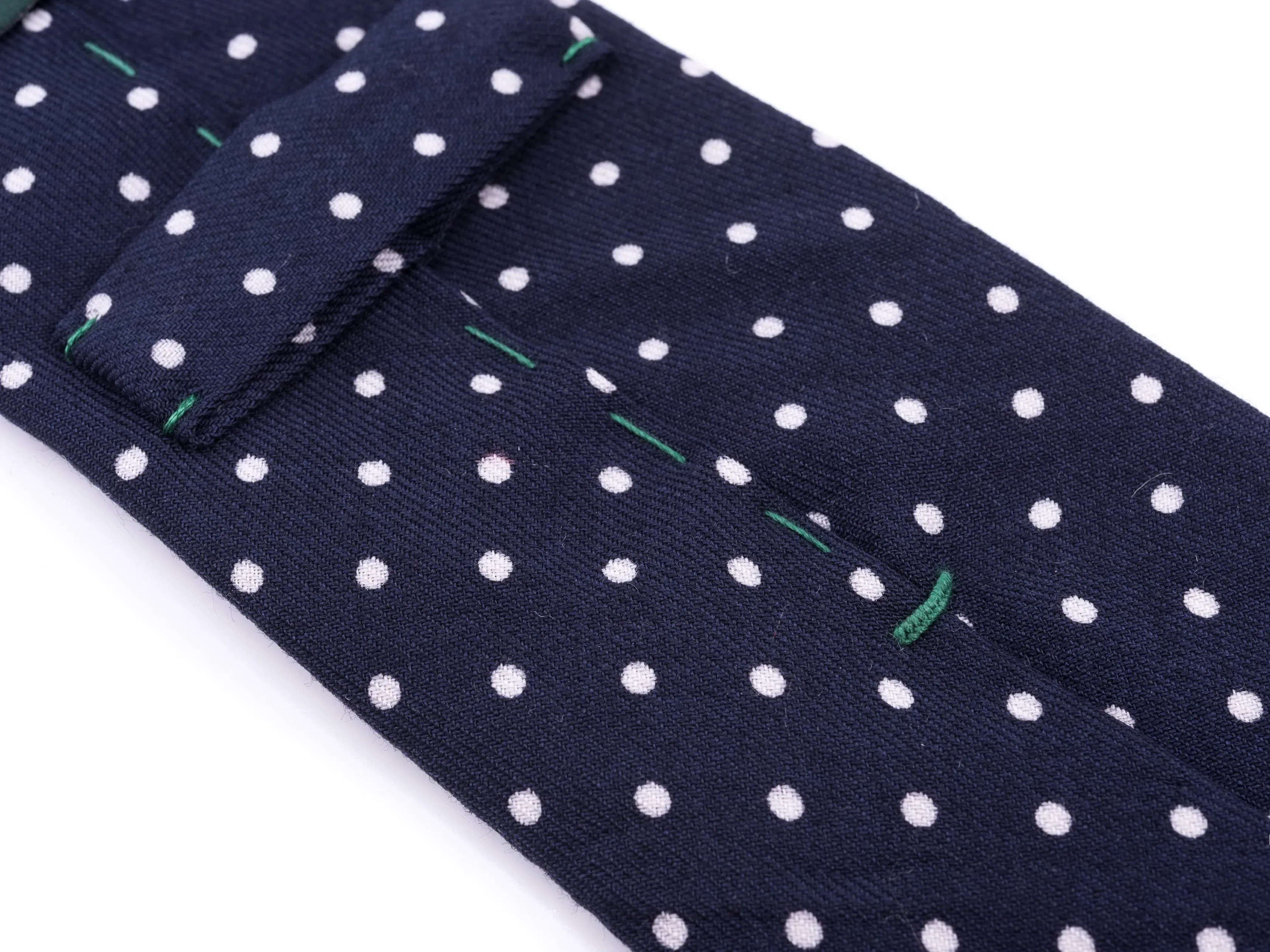 Navy & White Polka Dot Wool Challis Tie