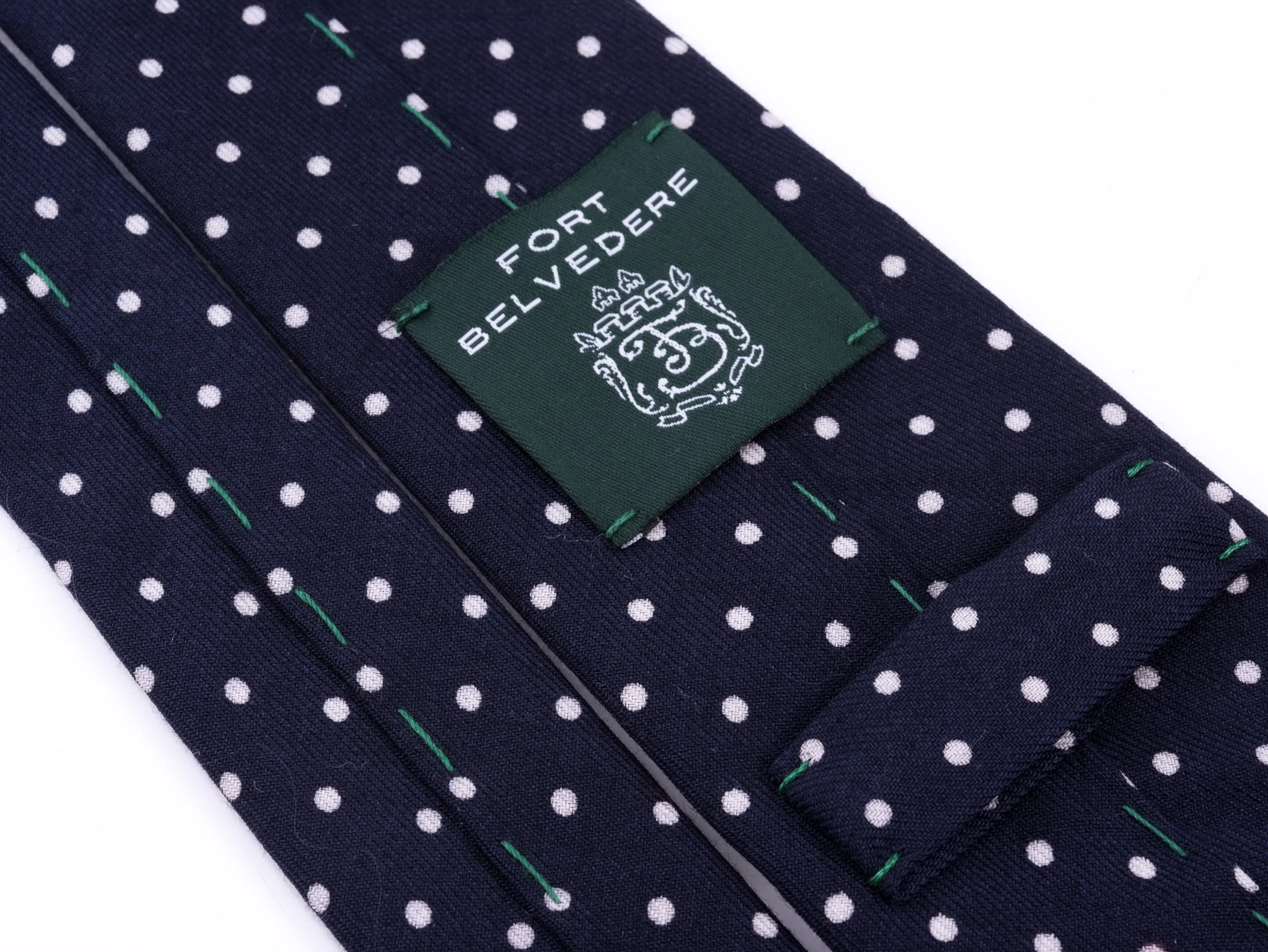 Navy & White Polka Dot Wool Challis Tie