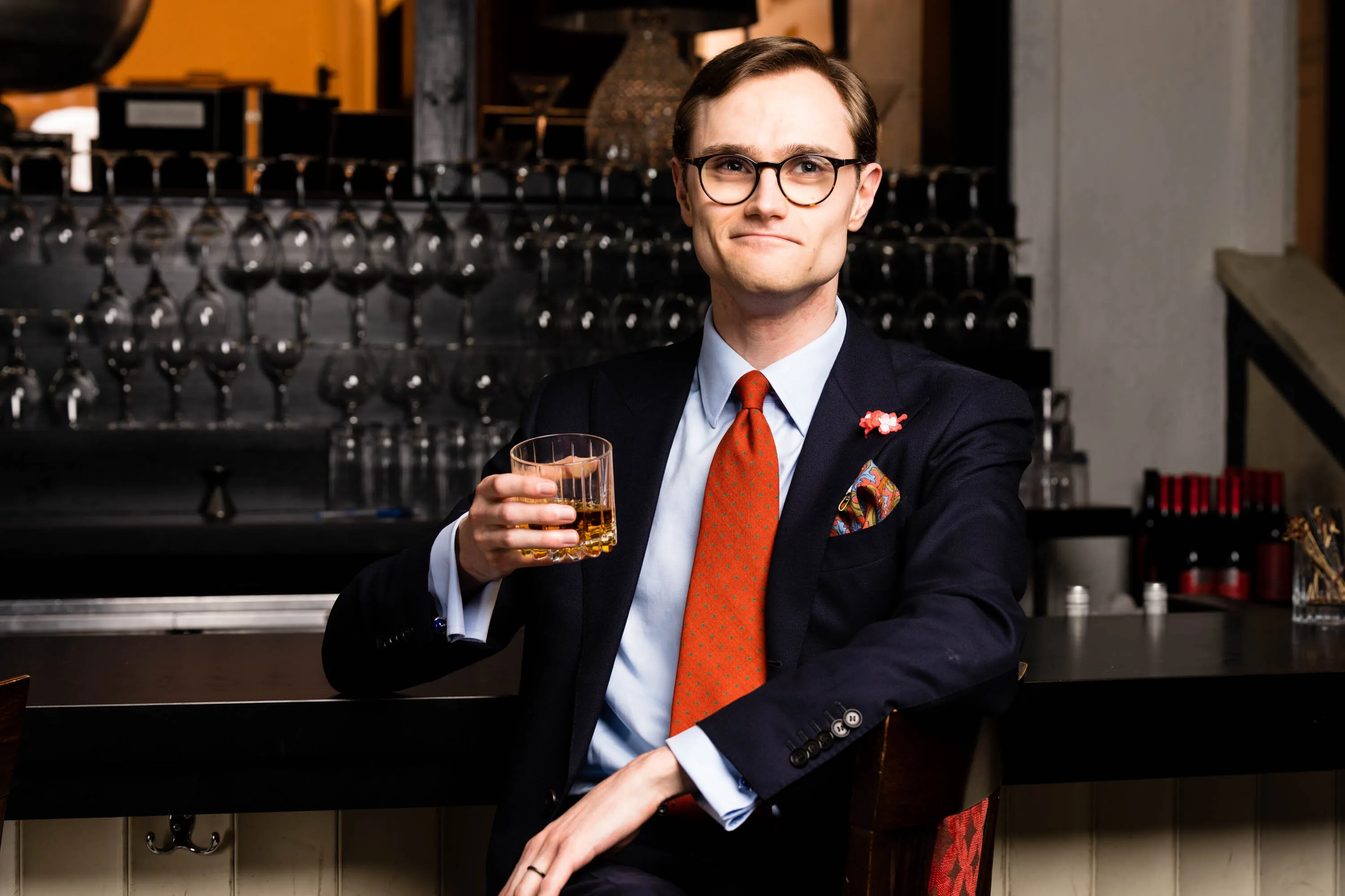 Orange Polka Dot Wool Challis Tie