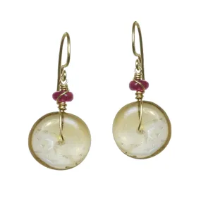 Ruby Citrine Wrapped Gemstone Earrings