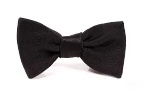 Small Black Single End Silk Satin Bow Tie