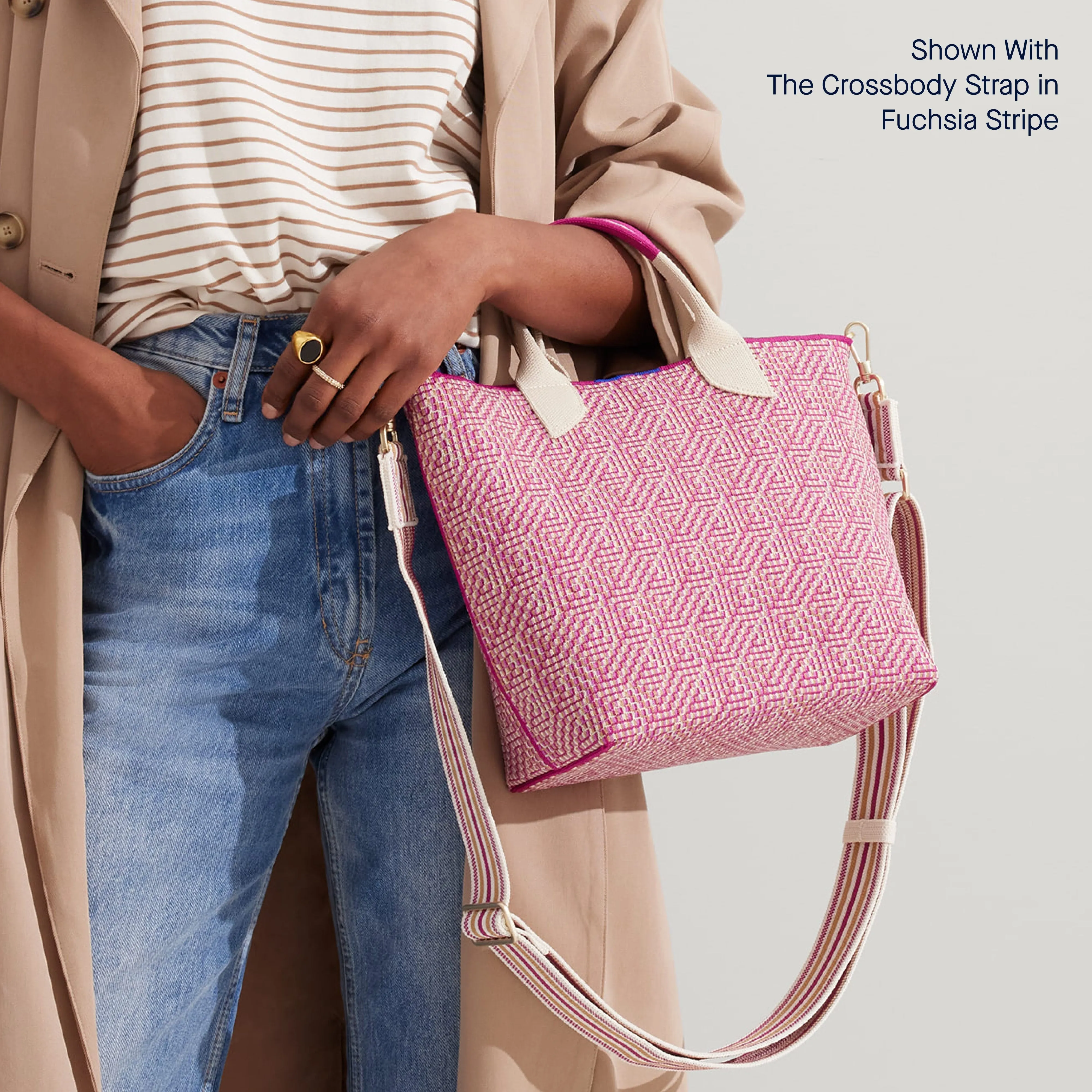 The Lightweight Petite Tote - Fuchsia Geo