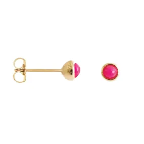 TINY PROTECT STUD EARRINGS - HOT PINK CHALCEDONY