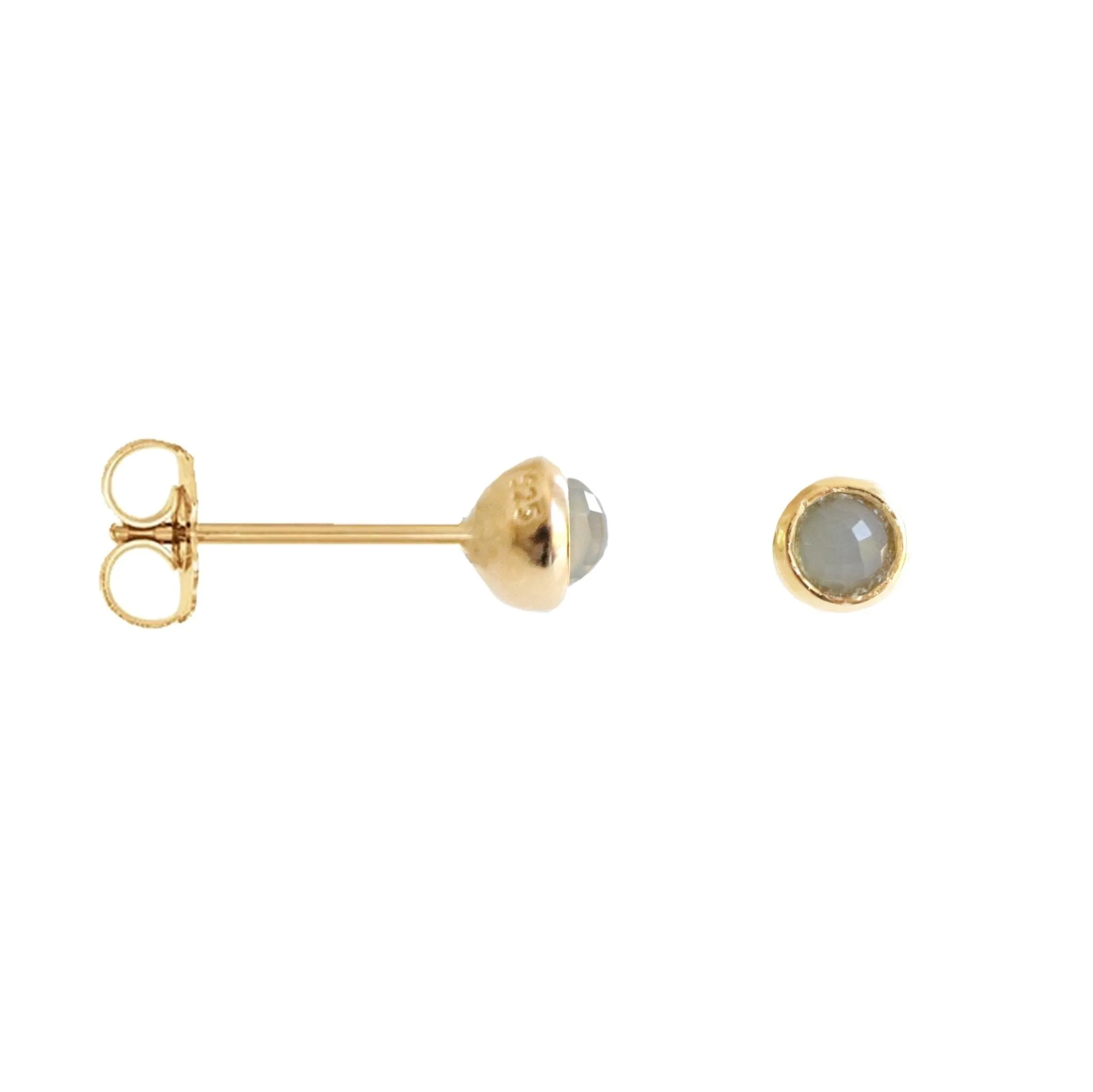 TINY PROTECT STUD EARRINGS - LABRADORITE & GOLD