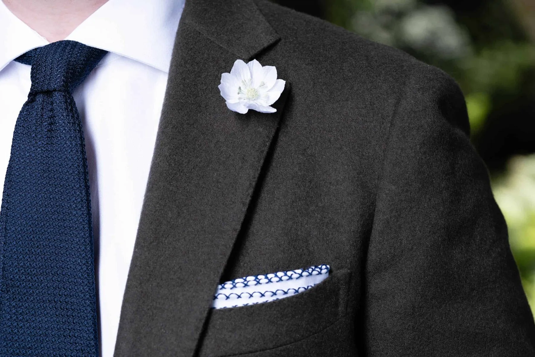 White & Green Lotus Flower Boutonnière Flower